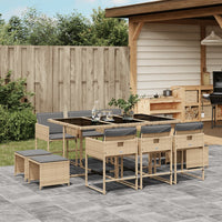 Thumbnail for 11-tlg. Garten-Essgruppe mit Kissen Beigemischung Poly Rattan