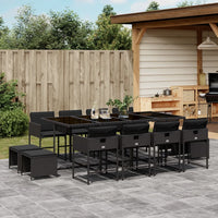 Thumbnail for 13-tlg. Garten-Essgruppe mit Kissen Schwarz Poly Rattan