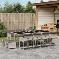 Thumbnail for 13-tlg. Garten-Essgruppe mit Kissen Hellgrau Poly Rattan
