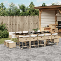 Thumbnail for 15-tlg. Garten-Essgruppe mit Kissen Beige Poly Rattan
