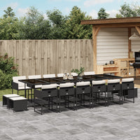 Thumbnail for 17-tlg. Garten-Essgruppe mit Kissen Schwarz Poly Rattan
