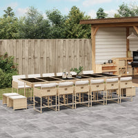 Thumbnail for 17-tlg. Garten-Essgruppe mit Kissen Beige Poly Rattan