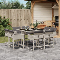 Thumbnail for 9-tlg. Garten-Essgruppe mit Kissen Hellgrau Poly Rattan