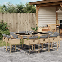 Thumbnail for 11-tlg. Garten-Essgruppe mit Kissen Beigemischung Poly Rattan