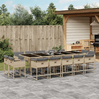 Thumbnail for 15-tlg. Garten-Essgruppe mit Kissen Beigemischung Poly Rattan