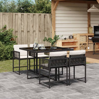 Thumbnail for 5-tlg. Garten-Essgruppe mit Kissen Schwarz Poly Rattan