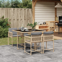 Thumbnail for 5-tlg. Garten-Essgruppe mit Kissen Beigemischung Poly Rattan