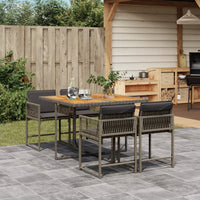 Thumbnail for 5-tlg. Garten-Essgruppe mit Kissen Grau Poly Rattan