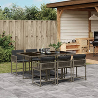 Thumbnail for 7-tlg. Garten-Essgruppe mit Kissen Grau Poly Rattan