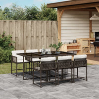 Thumbnail for 7-tlg. Garten-Essgruppe mit Kissen Braun Poly Rattan