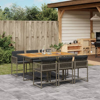Thumbnail for 7-tlg. Garten-Essgruppe mit Kissen Grau Poly Rattan