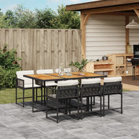 Thumbnail for 7-tlg. Garten-Essgruppe mit Kissen Schwarz Poly Rattan