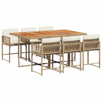 Thumbnail for 7-tlg. Garten-Essgruppe mit Kissen Beige Poly Rattan