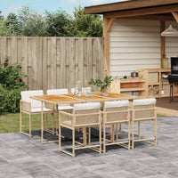 Thumbnail for 7-tlg. Garten-Essgruppe mit Kissen Beige Poly Rattan