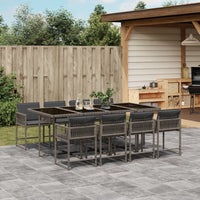 Thumbnail for 9-tlg. Garten-Essgruppe mit Kissen Grau Poly Rattan