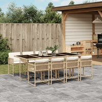 Thumbnail for 9-tlg. Garten-Essgruppe mit Kissen Beige Poly Rattan