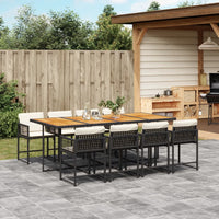 Thumbnail for 9-tlg. Garten-Essgruppe mit Kissen Schwarz Poly Rattan