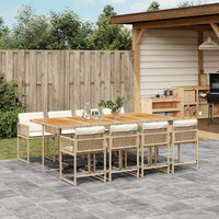 Thumbnail for 9-tlg. Garten-Essgruppe mit Kissen Beige Poly Rattan
