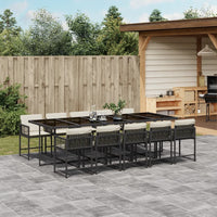 Thumbnail for 11-tlg. Garten-Essgruppe mit Kissen Schwarz Poly Rattan