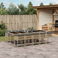 Thumbnail for 11-tlg. Garten-Essgruppe mit Kissen Beigemischung Poly Rattan