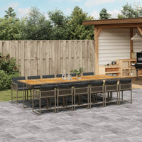 Thumbnail for 13-tlg. Garten-Essgruppe mit Kissen Grau Poly Rattan