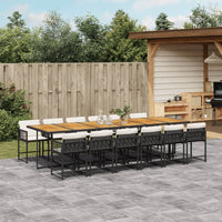 Thumbnail for 13-tlg. Garten-Essgruppe mit Kissen Schwarz Poly Rattan