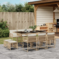 Thumbnail for 11-tlg. Garten-Essgruppe mit Kissen Beige Poly Rattan