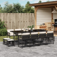 Thumbnail for 13-tlg. Garten-Essgruppe mit Kissen Schwarz Poly Rattan