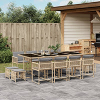 Thumbnail for 13-tlg. Garten-Essgruppe mit Kissen Beigemischung Poly Rattan