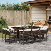 Thumbnail for 11-tlg. Garten-Essgruppe mit Kissen Braun Poly Rattan