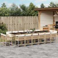 Thumbnail for 17-tlg. Garten-Essgruppe mit Kissen Beige Poly Rattan