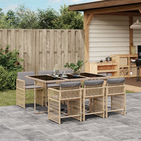 Thumbnail for 7-tlg. Garten-Essgruppe mit Kissen Beigemischung Poly Rattan