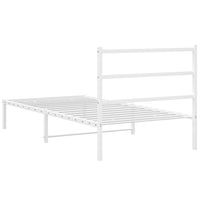 Thumbnail for Bettgestell mit Kopfteil Metall Weiß 107x203 cm