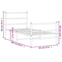 Thumbnail for Bettgestell mit Kopf- und Fußteil Metall Weiß 90x200 cm