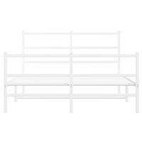 Thumbnail for Bettgestell mit Kopf- und Fußteil Metall Weiß 140x190 cm