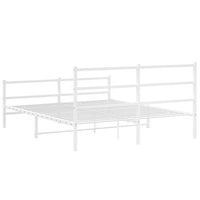 Thumbnail for Bettgestell mit Kopf- und Fußteil Metall Weiß 150x200 cm