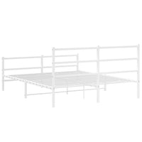 Thumbnail for Bettgestell mit Kopf- und Fußteil Metall Weiß 160x200 cm