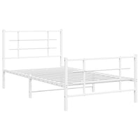 Thumbnail for Bettgestell mit Kopf- und Fußteil Metall Weiß 100x190 cm
