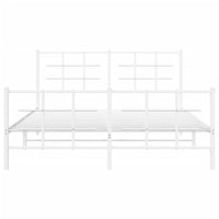 Thumbnail for Bettgestell mit Kopf- und Fußteil Metall Weiß 150x200 cm