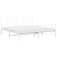 Thumbnail for Bettgestell mit Kopf- und Fußteil Metall Weiß 183x213 cm