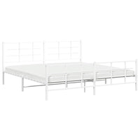 Thumbnail for Bettgestell mit Kopf- und Fußteil Metall Weiß 200x200 cm