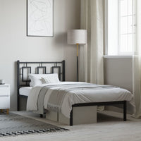 Thumbnail for Bettgestell mit Kopfteil Metall Schwarz 90x190 cm