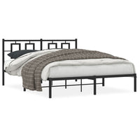 Thumbnail for Bettgestell mit Kopfteil Metall Schwarz 150x200 cm