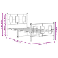 Thumbnail for Bettgestell mit Kopf- und Fußteil Metall Schwarz 90x190 cm