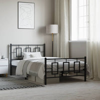 Thumbnail for Bettgestell mit Kopf- und Fußteil Metall Schwarz 107x203 cm
