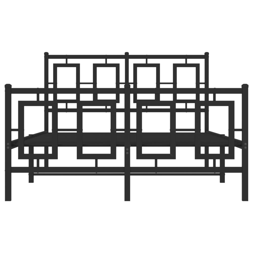 Bettgestell mit Kopf- und Fußteil Metall Schwarz 120x190 cm