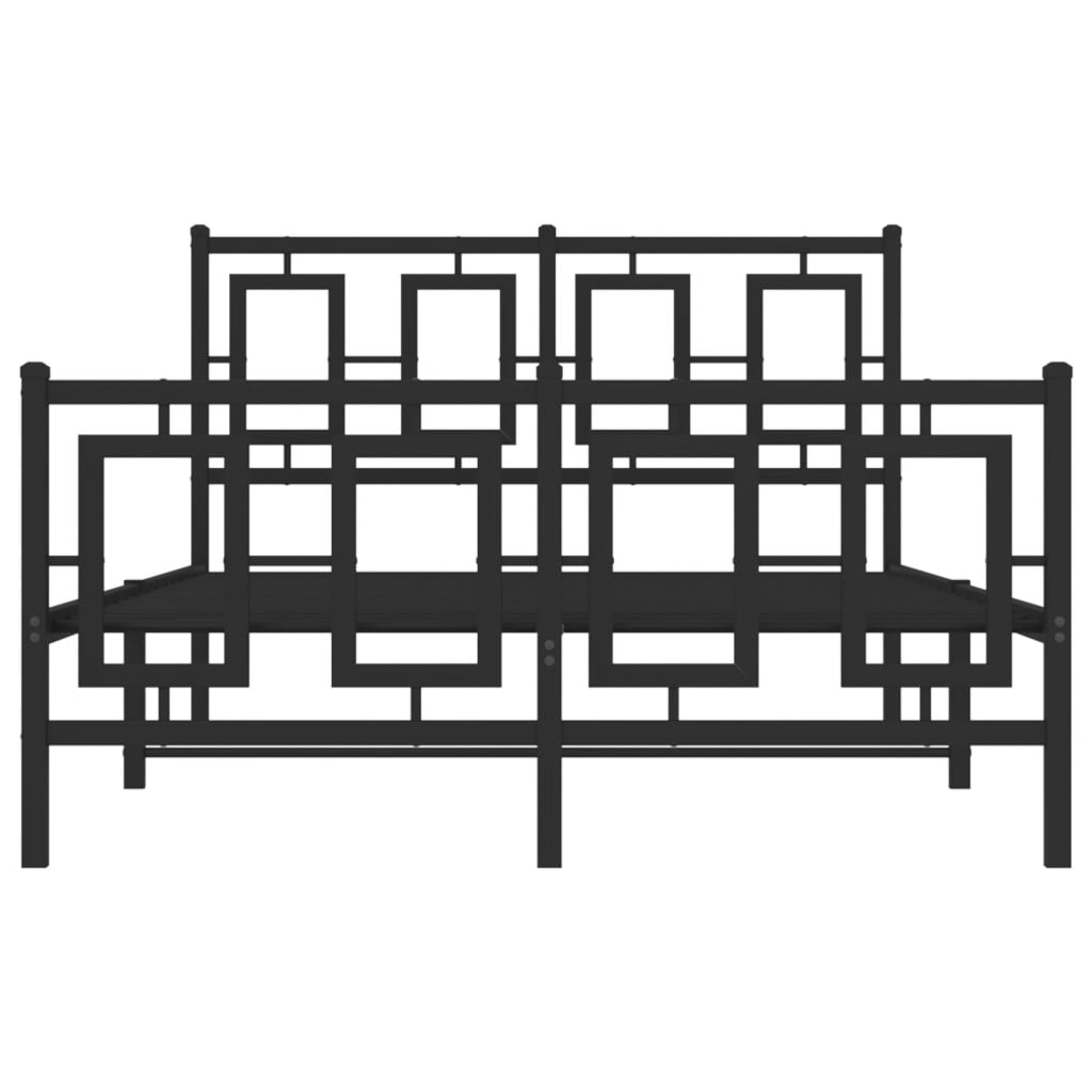 Bettgestell mit Kopf- und Fußteil Metall Schwarz 120x200 cm