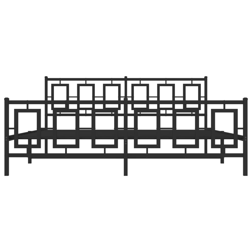 Bettgestell mit Kopf- und Fußteil Metall Schwarz 183x213 cm