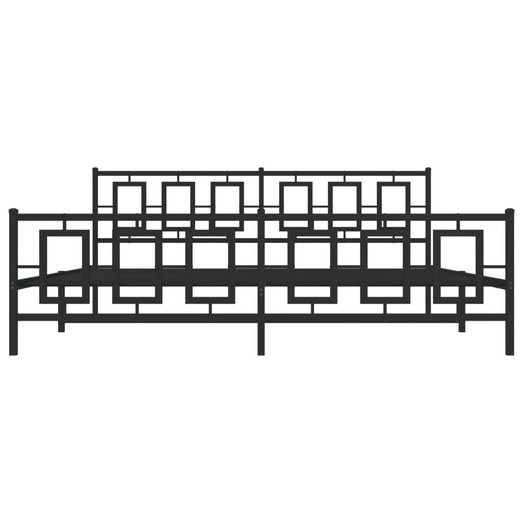 Bettgestell mit Kopf- und Fußteil Metall Schwarz 193x203 cm