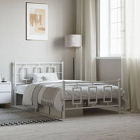Thumbnail for Bettgestell mit Kopf- und Fußteil Metall Weiß 107x203 cm